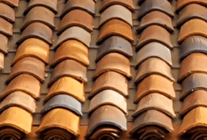 Orange and gray roof tiles